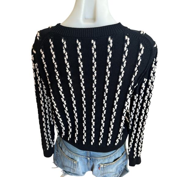Jason Wu Black White Oversized Cable Knit Sweater MEDIUM Crew Soft Designer $380 - Picture 10 of 11